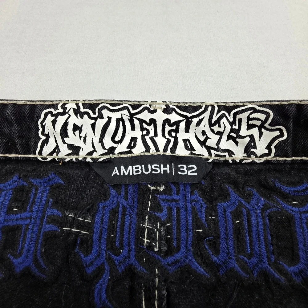 Xenon Thrasher Ambush 32 Mens Black Wash Cross Embroidered Baggy Y2K Jeans